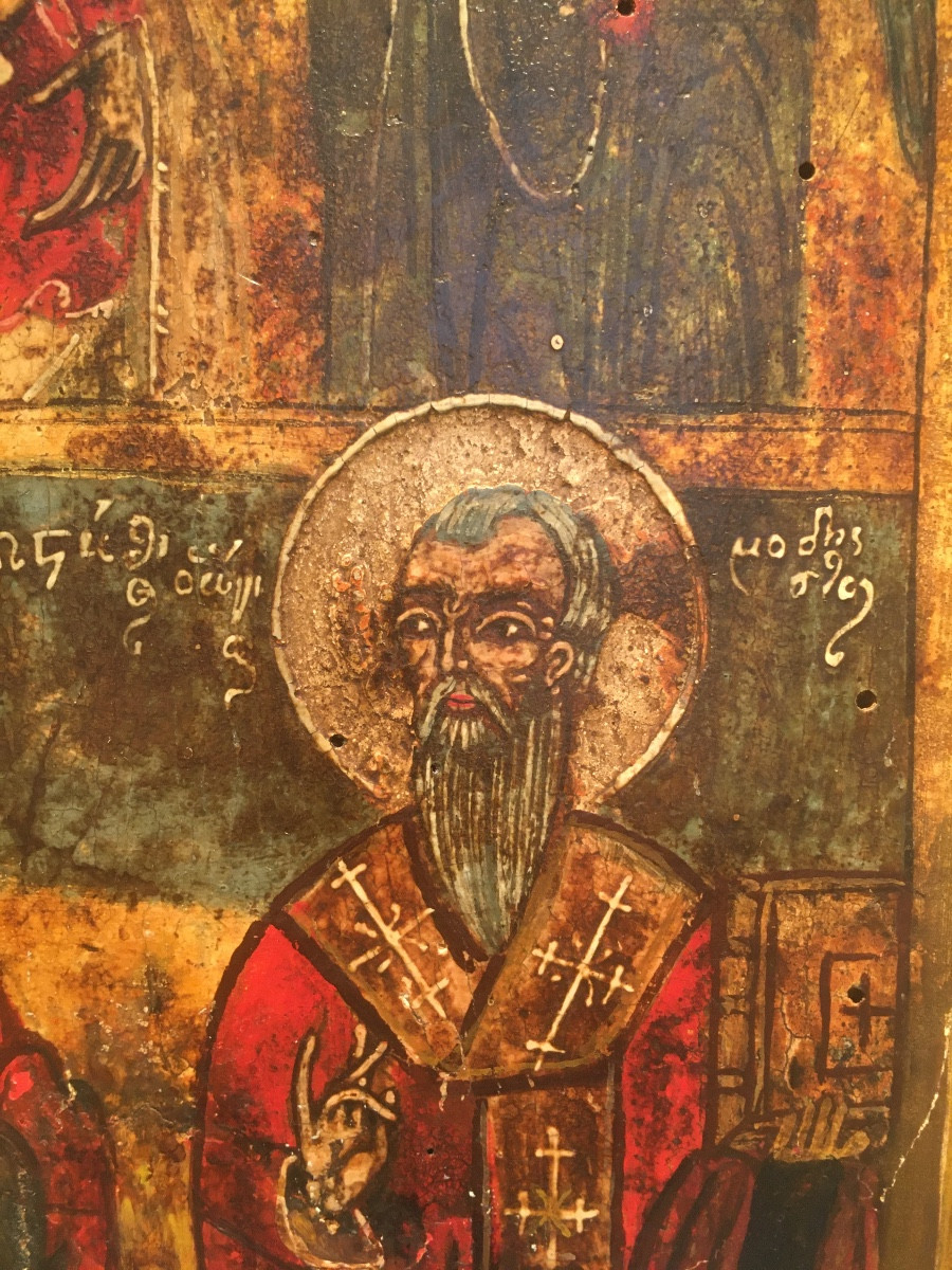 Byzantine Icon, Tempera On Wood, 19th Century-photo-4