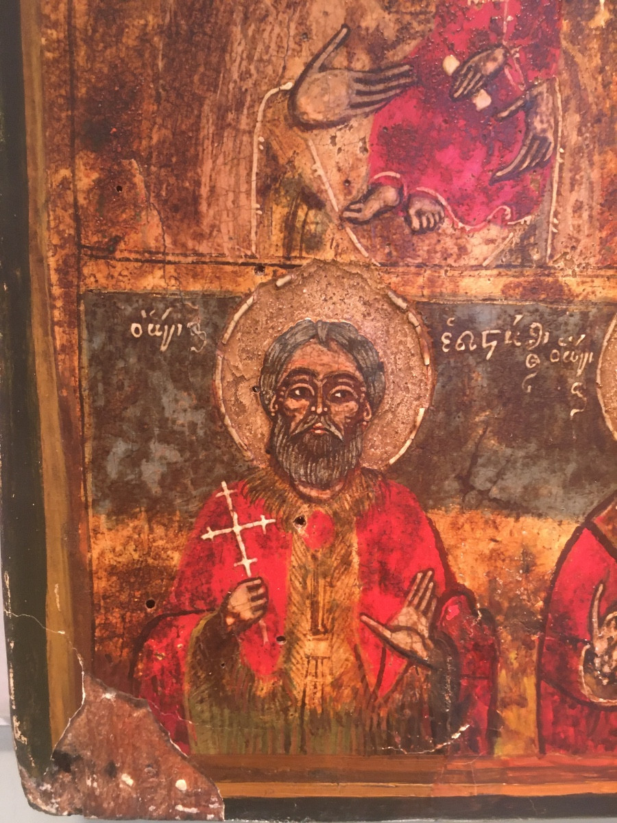 Byzantine Icon, Tempera On Wood, 19th Century-photo-1