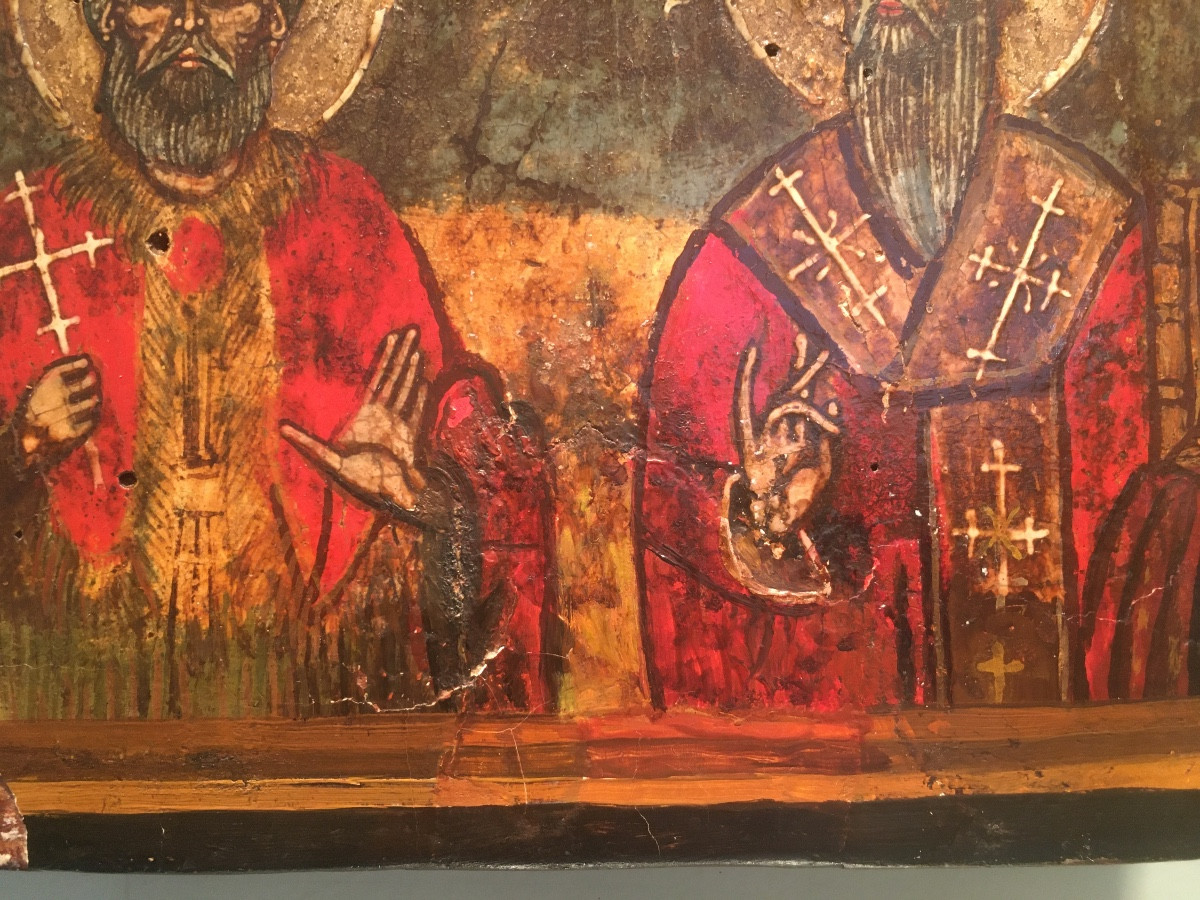 Byzantine Icon, Tempera On Wood, 19th Century-photo-3