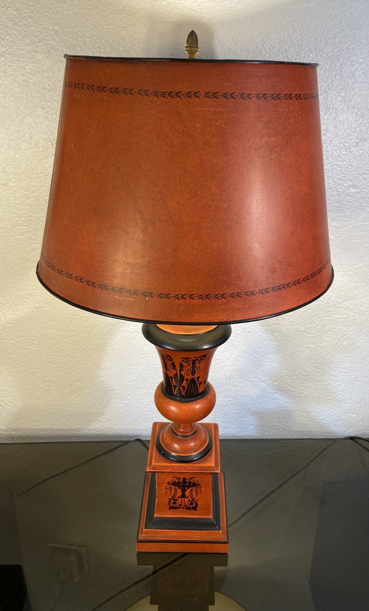 Grande Lampe En Tôle Peinte, Décor A L'Antique, Italie, Années 1970-photo-3