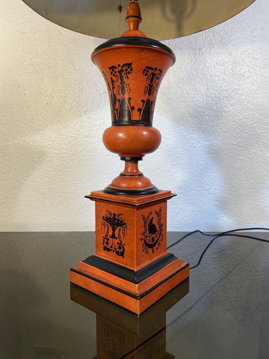 Grande Lampe En Tôle Peinte, Décor A L'Antique, Italie, Années 1970-photo-6