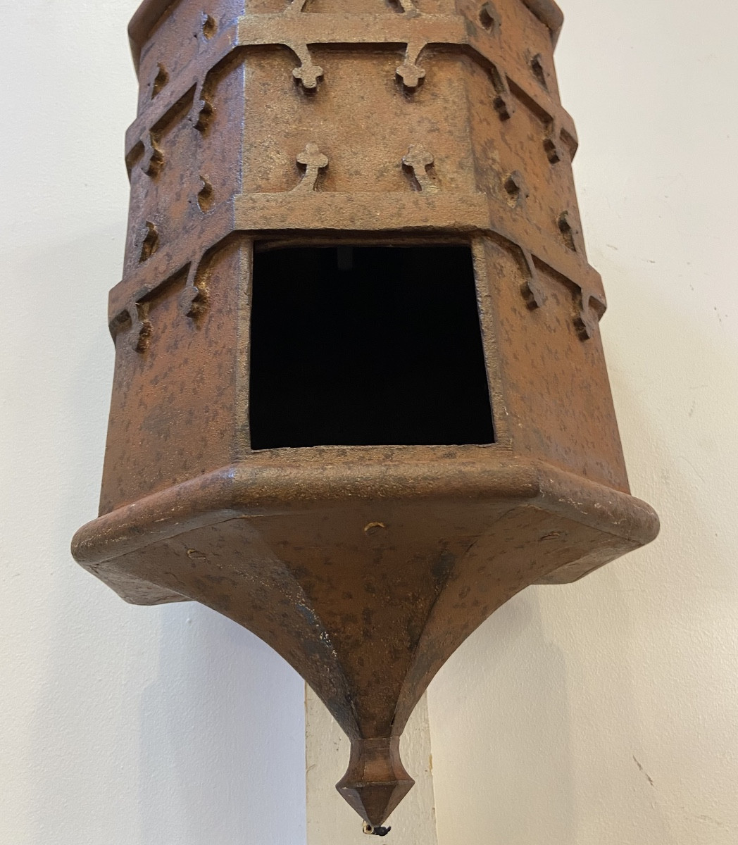 Tronc D'Eglise Néogothique, Fonte De Fer, Epoque XIXe-photo-4