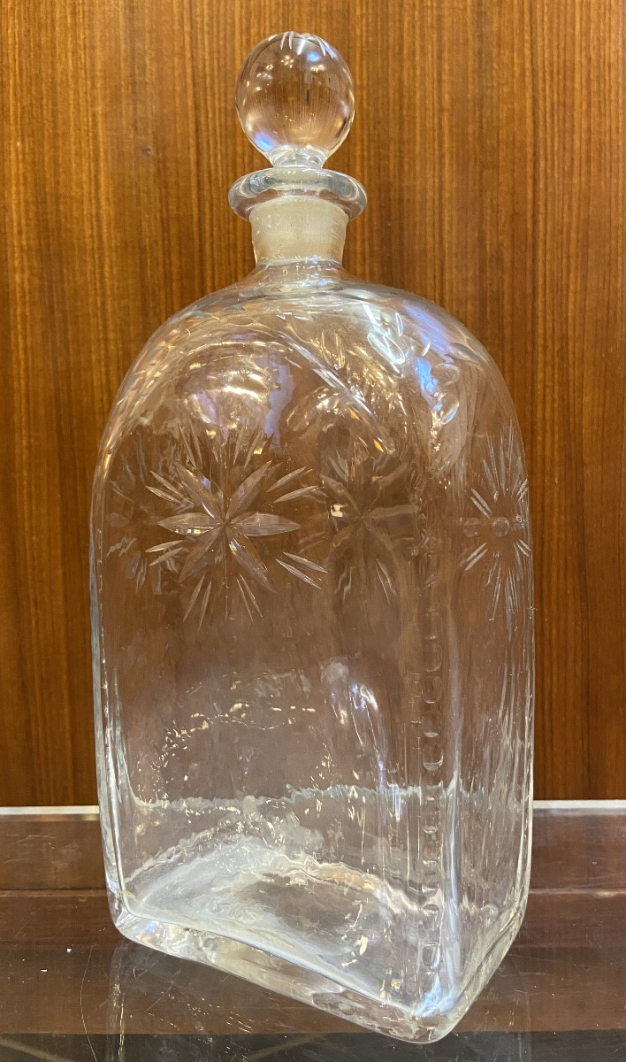 Flacon En Verre Taillé, Epoque Début XIXe-photo-2