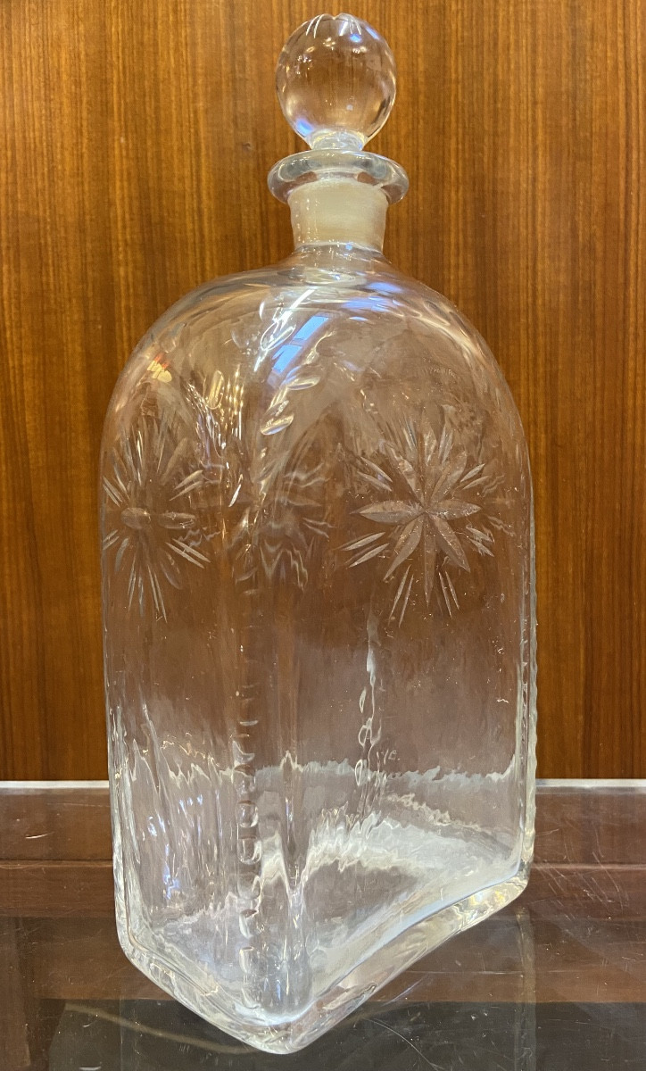 Flacon En Verre Taillé, Epoque Début XIXe-photo-4