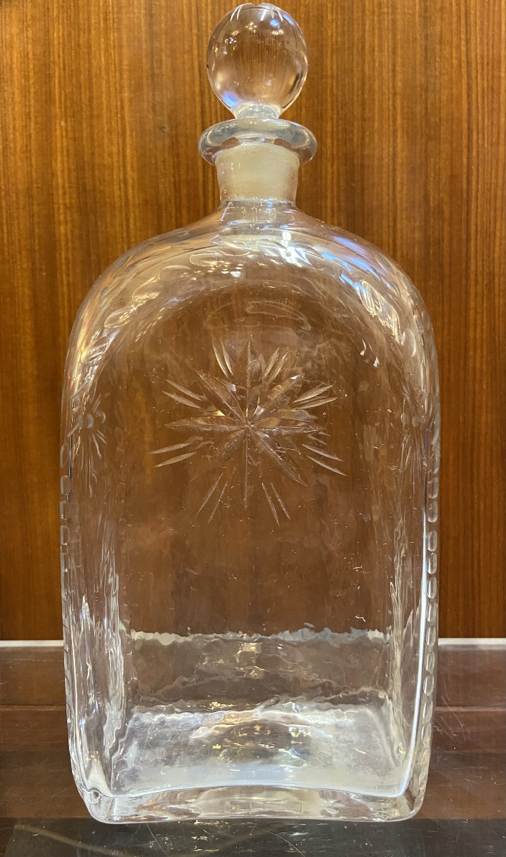 Flacon En Verre Taillé, Epoque Début XIXe-photo-1