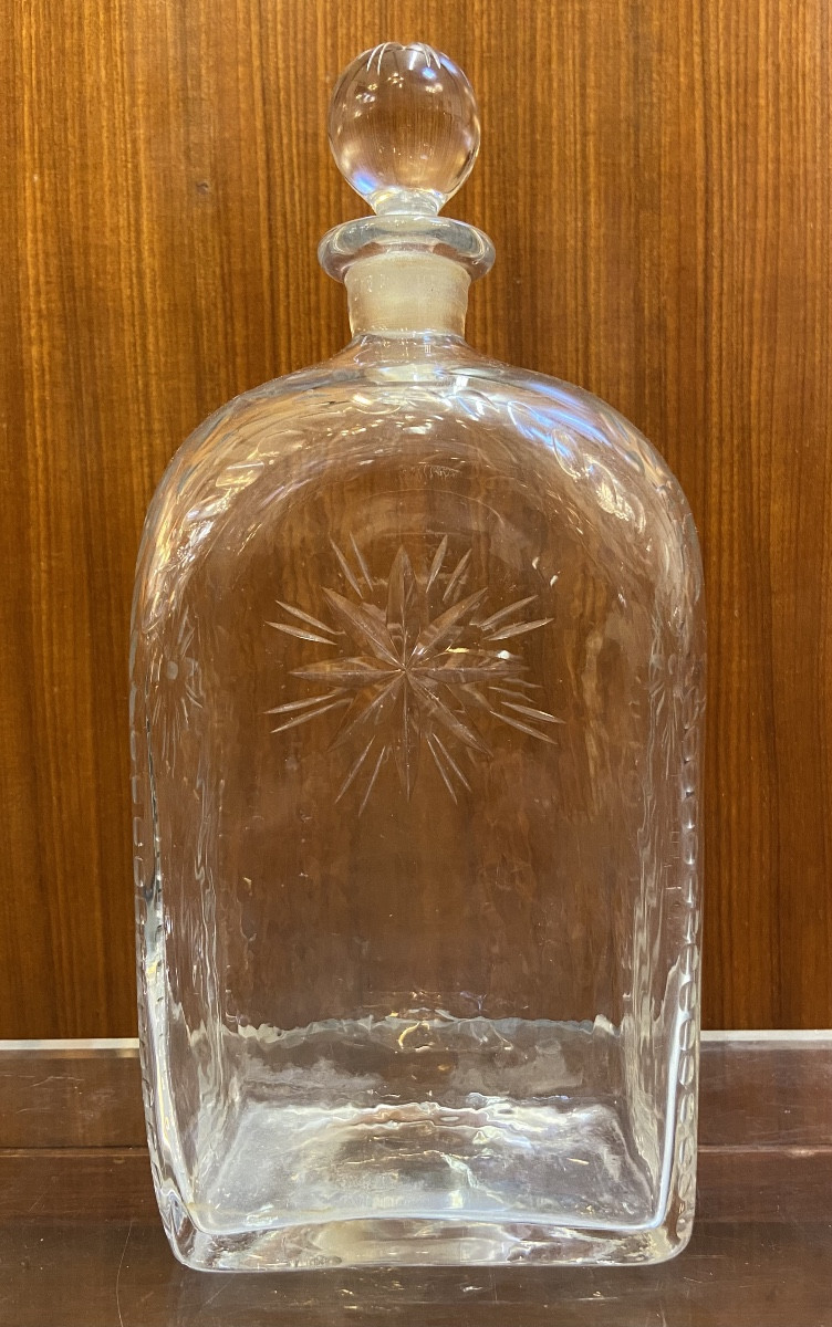 Flacon En Verre Taillé, Epoque Début XIXe