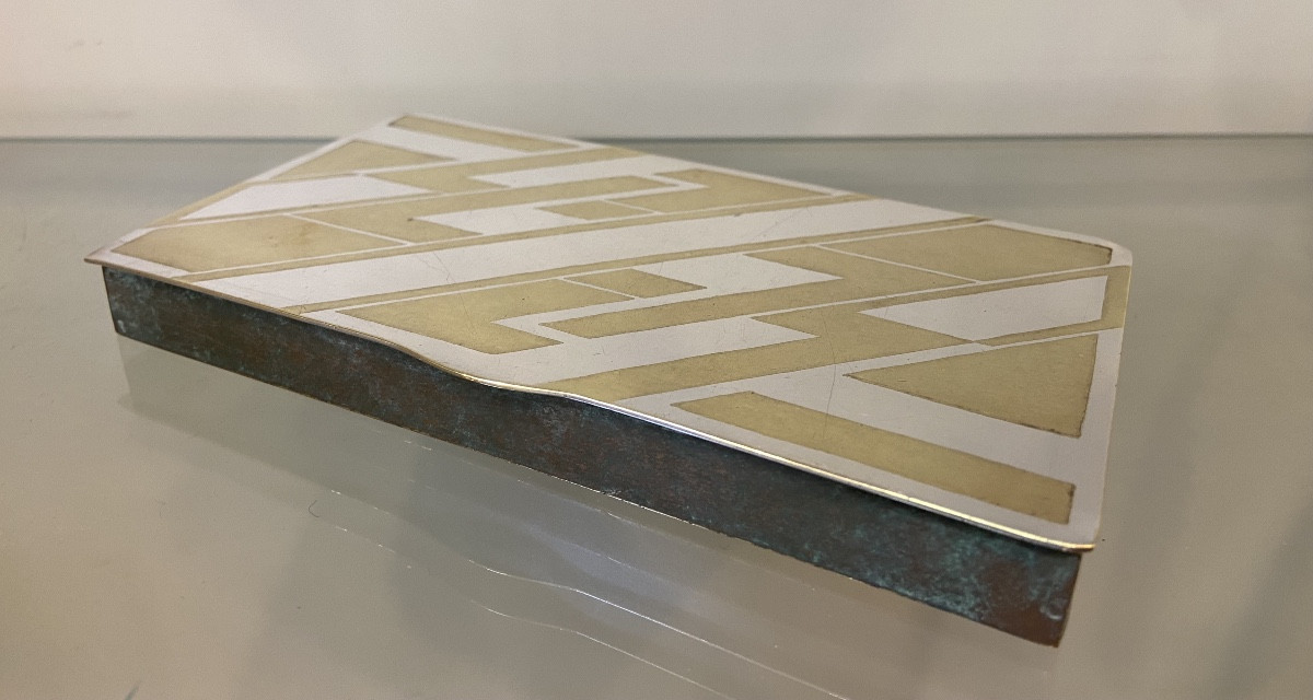 Modernist Art Deco Box, Silver-plated Brass, 1930s-photo-2