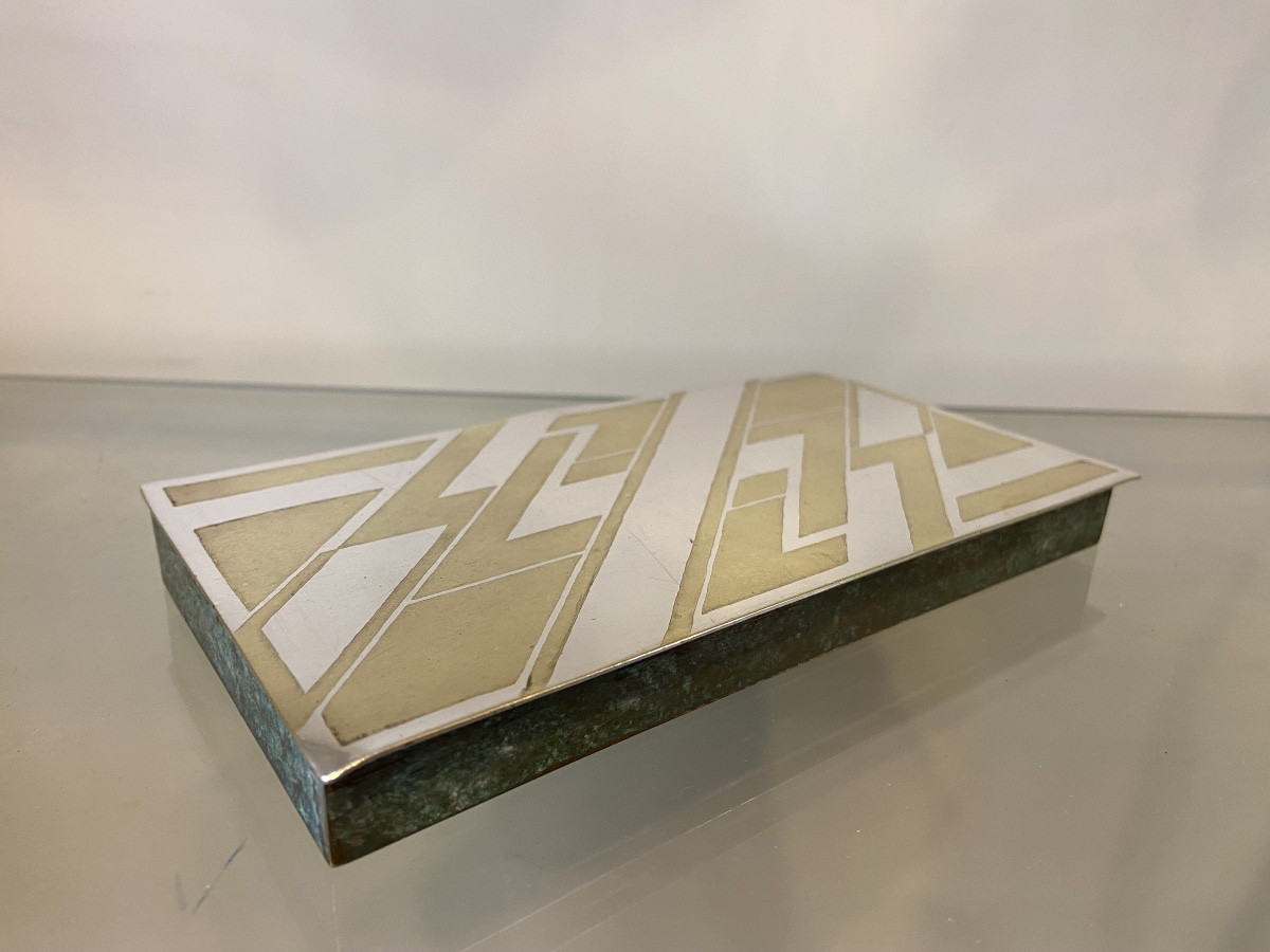 Modernist Art Deco Box, Silver-plated Brass, 1930s-photo-4
