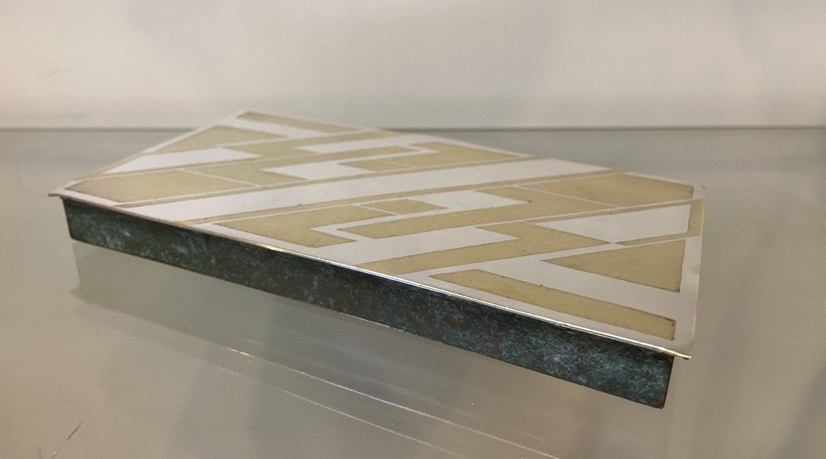Modernist Art Deco Box, Silver-plated Brass, 1930s-photo-2