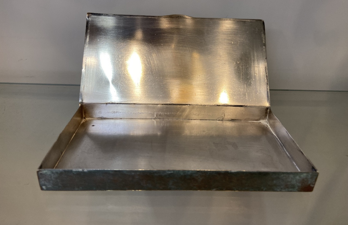 Modernist Art Deco Box, Silver-plated Brass, 1930s-photo-5