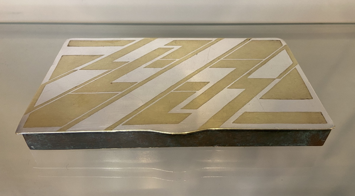 Modernist Art Deco Box, Silver-plated Brass, 1930s