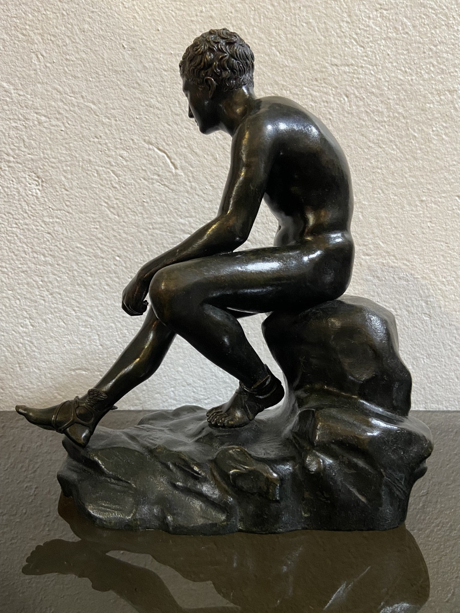 Bronze A L'Antique, Hermès Assis, Epoque XIXe-photo-3