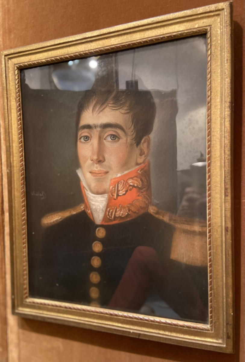 Dessin Au Pastel Portrait D'Un Officier De Marine, Epoque Début XIXe-photo-2