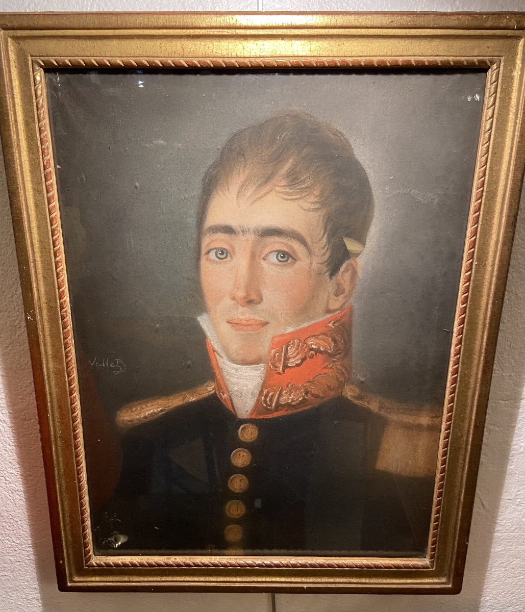 Dessin Au Pastel Portrait D'Un Officier De Marine, Epoque Début XIXe-photo-4