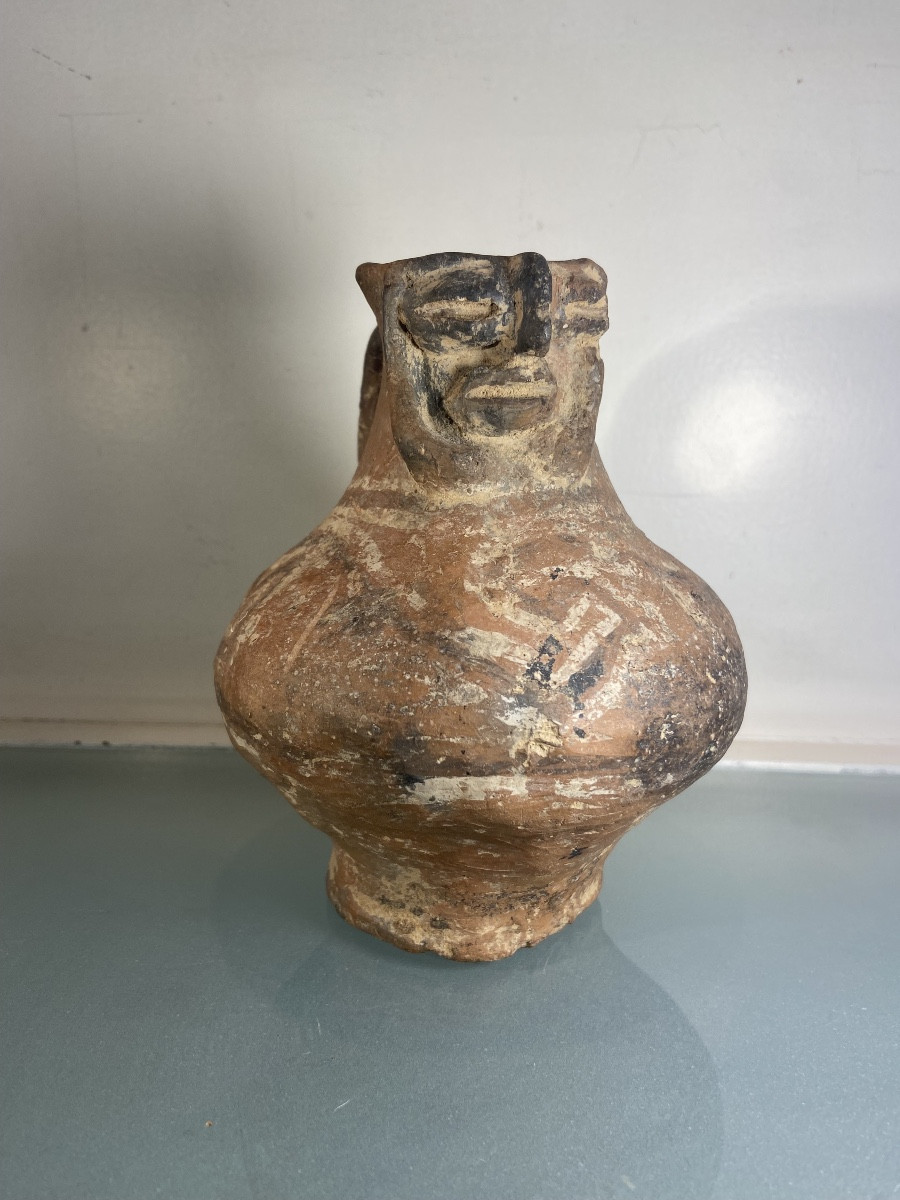 Pichet Précolombien Anthropomorphe, Terre Cuite, Antérieur Au XVIe Siècle-photo-4