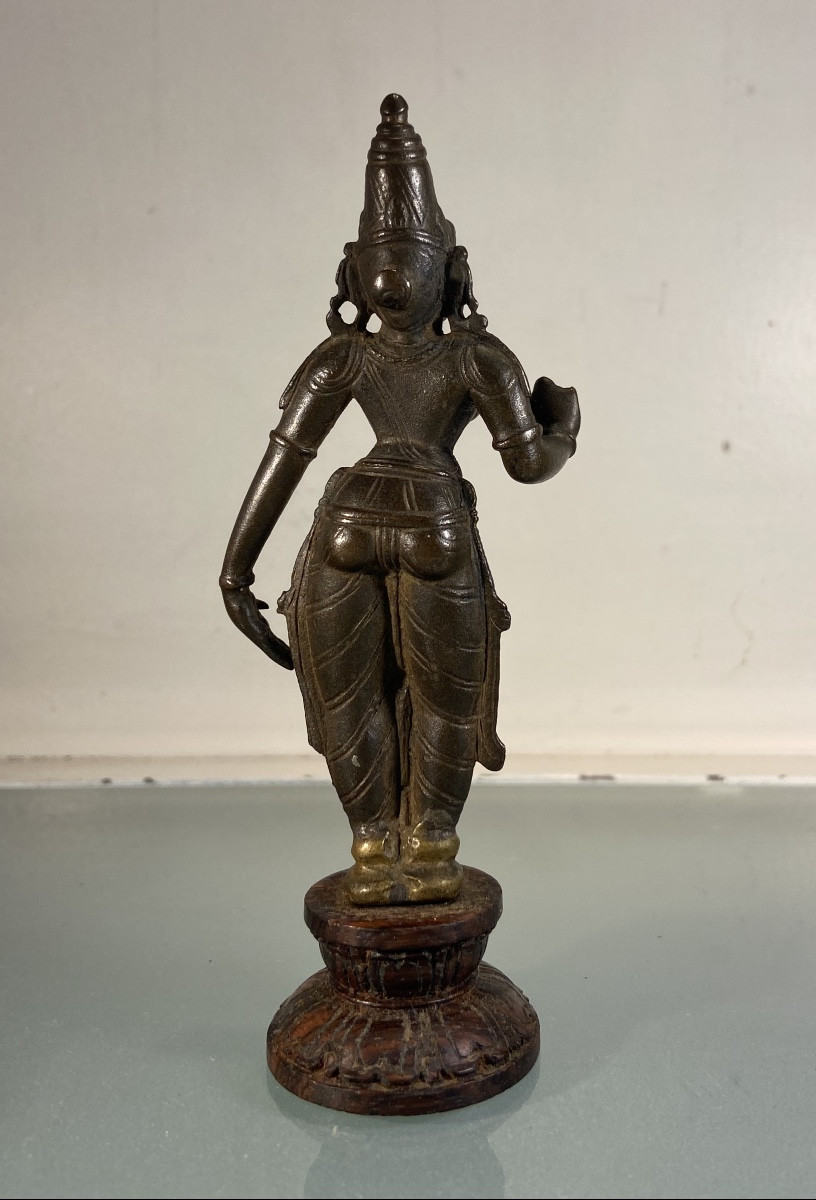 Indian Bronze Statuette, 17th Or 18th Century-photo-1