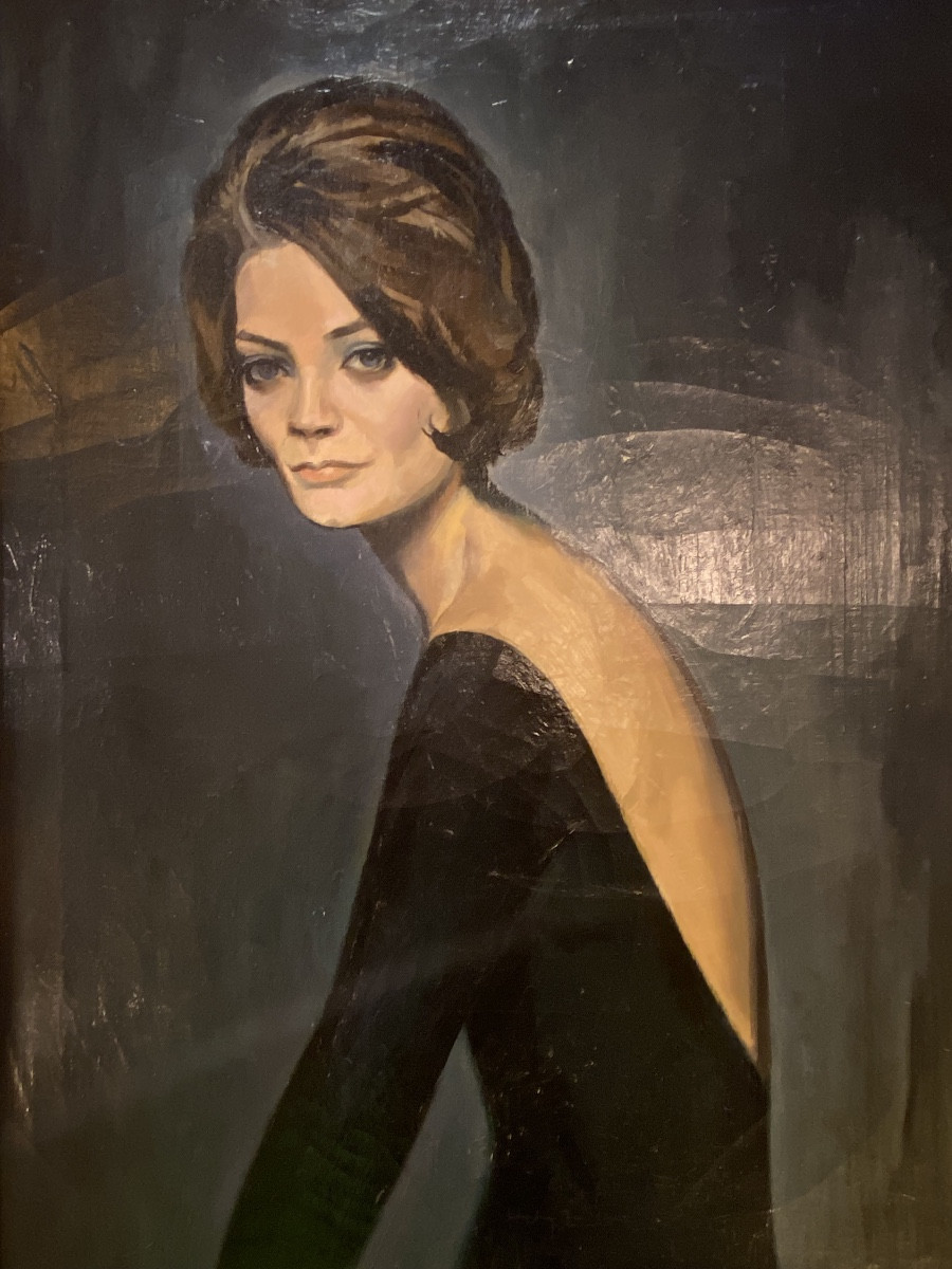 Huile Sur Toile, Portrait D'une Danseuse Par Constantin Nepo, Années 1960-photo-2