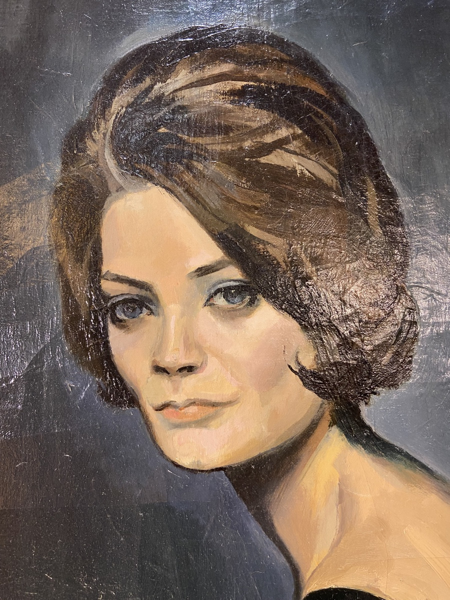 Huile Sur Toile, Portrait D'une Danseuse Par Constantin Nepo, Années 1960-photo-3