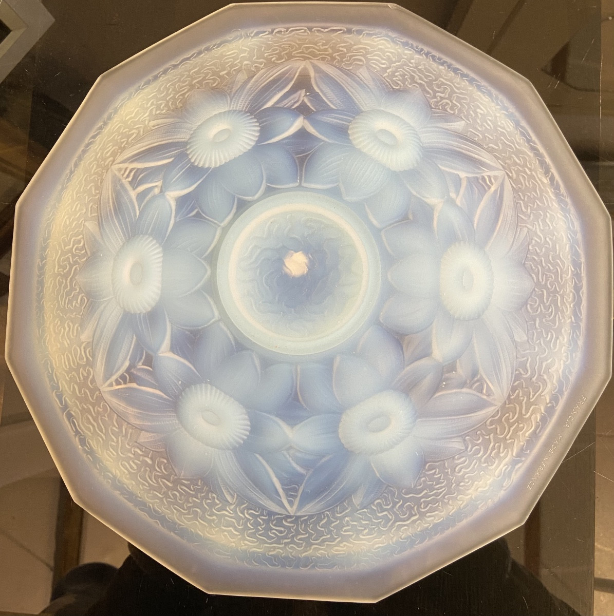 Coupe Art Déco En Verre Opalescent, Choisy-Le-Roi, Années 1930-photo-4