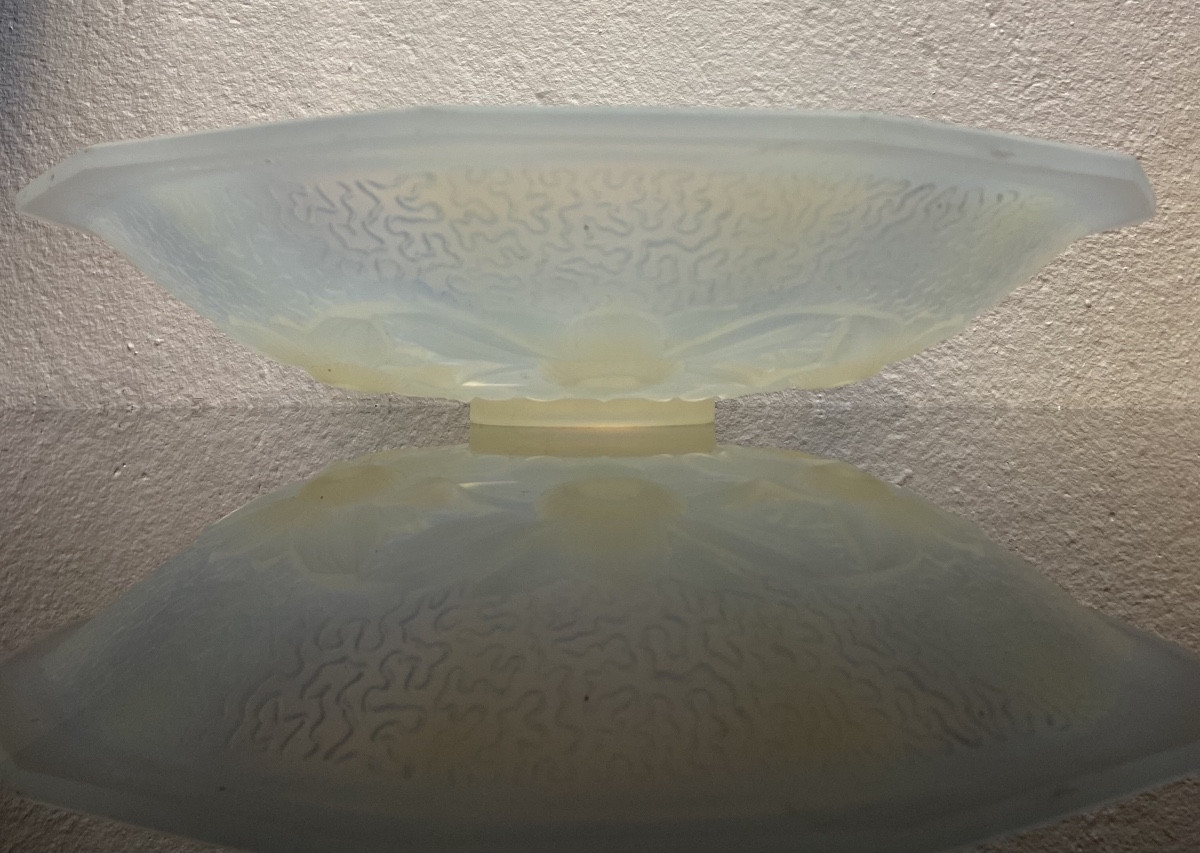 Coupe Art Déco En Verre Opalescent, Choisy-Le-Roi, Années 1930-photo-1