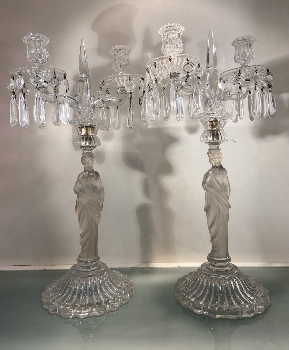Pair Of Baccarat Crystal Caryatid Candlesticks, Circa 1850-photo-4
