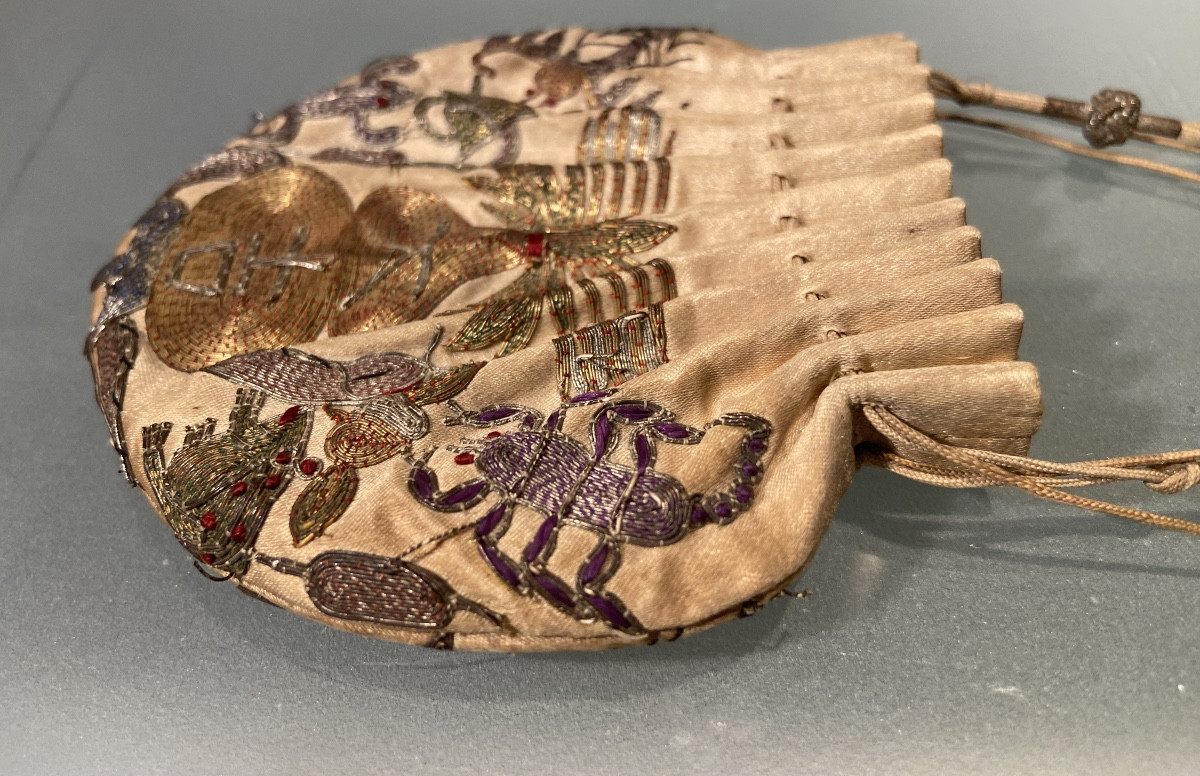 He Bao Purse, Embroidered Silk, China, 19th Century-photo-3