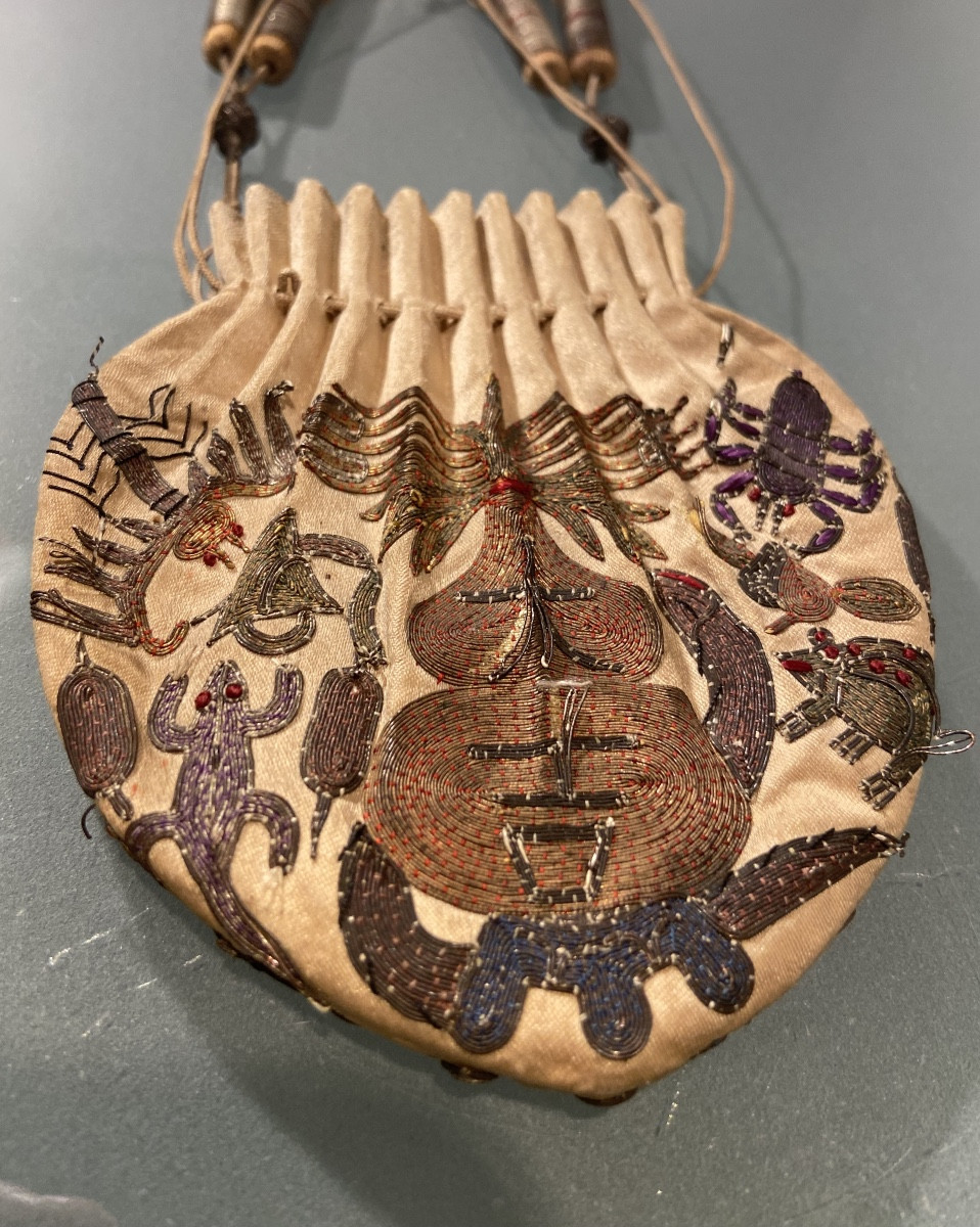 He Bao Purse, Embroidered Silk, China, 19th Century-photo-4