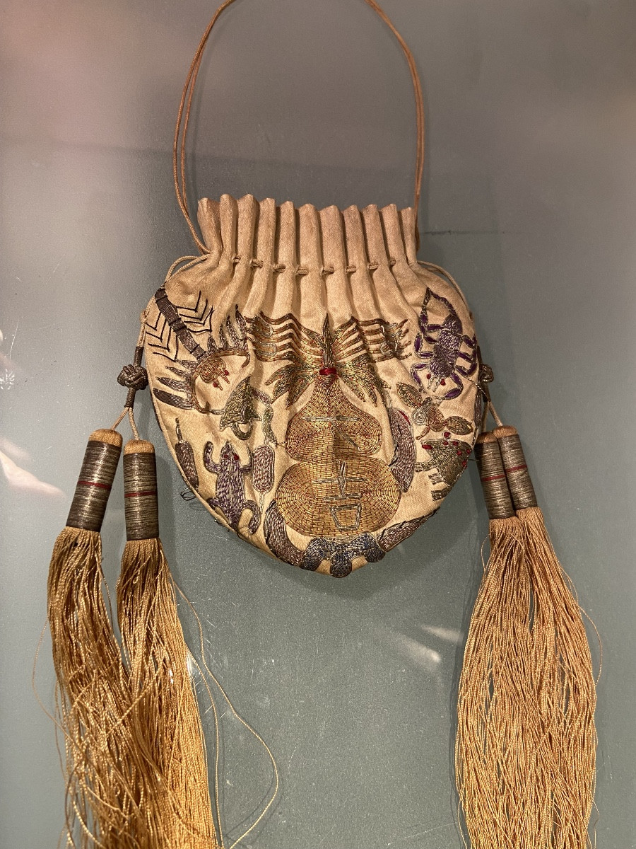 He Bao Purse, Embroidered Silk, China, 19th Century-photo-4