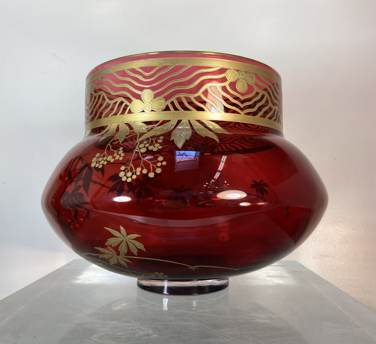 Coupe Japonisante En Cristal De Baccarat, Epoque Fin XIXe-photo-4