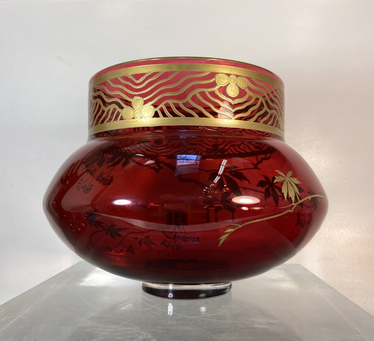 Coupe Japonisante En Cristal De Baccarat, Epoque Fin XIXe-photo-2