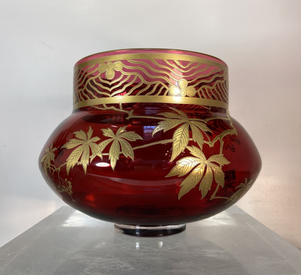 Coupe Japonisante En Cristal De Baccarat, Epoque Fin XIXe