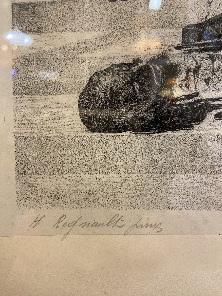 Orientalist Engraving Signed By Henri Regnault, Circa 1870-photo-1