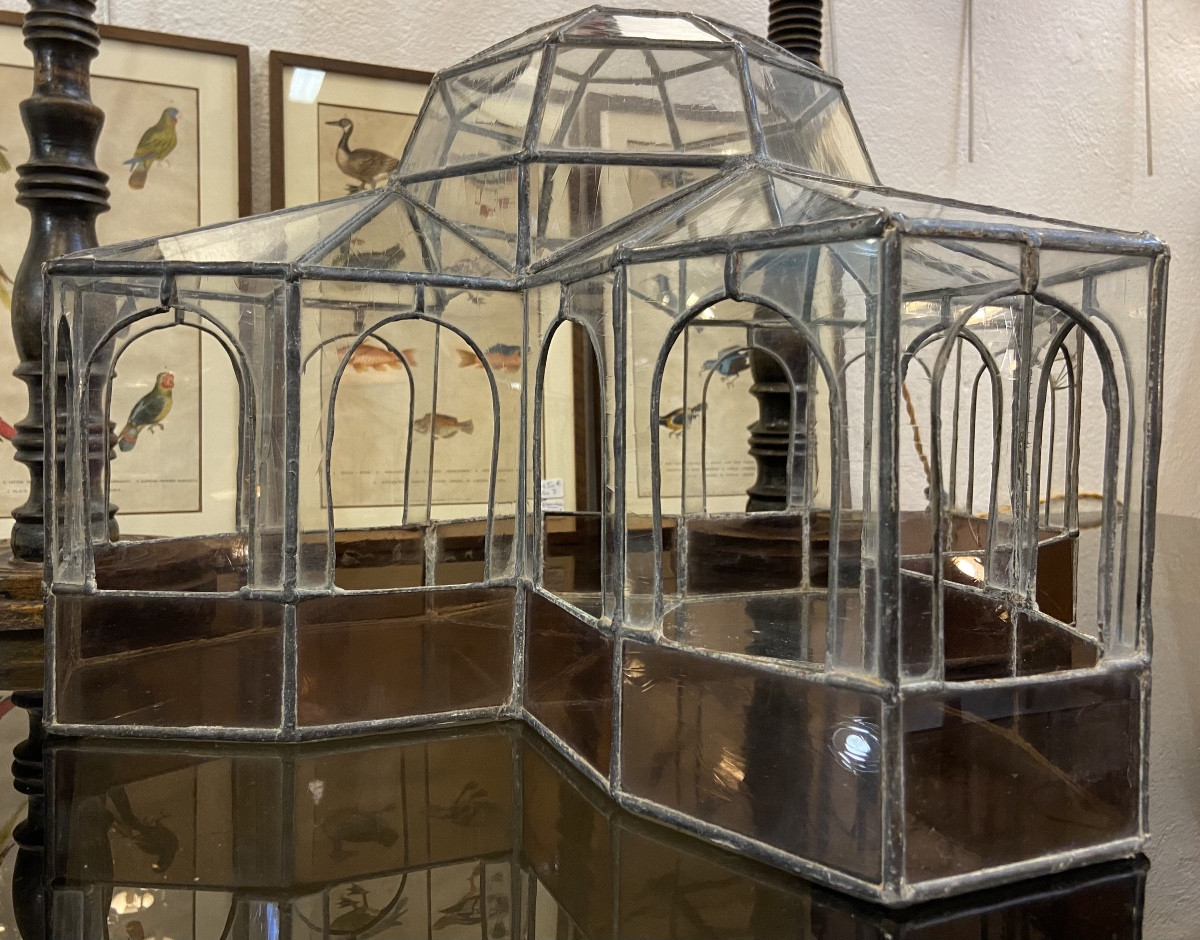 Serre Miniature En Vitrail, Années 1930-photo-3