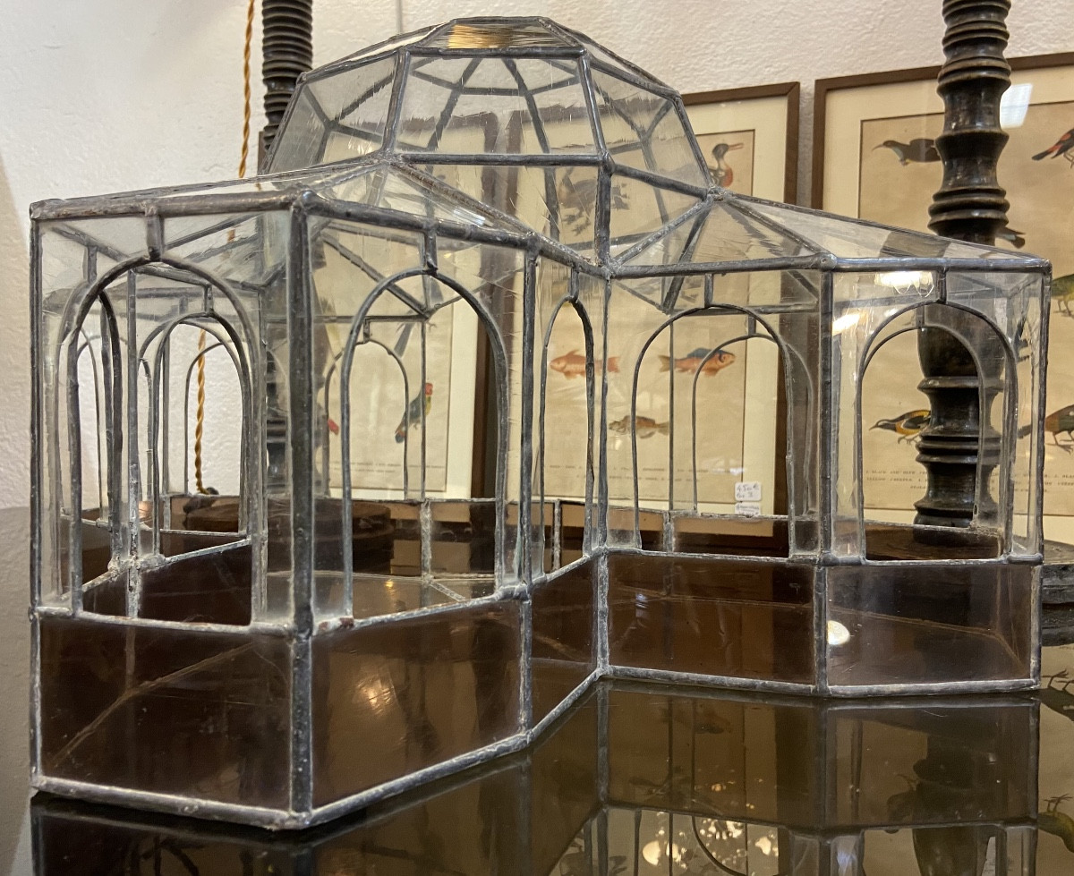 Serre Miniature En Vitrail, Années 1930-photo-4