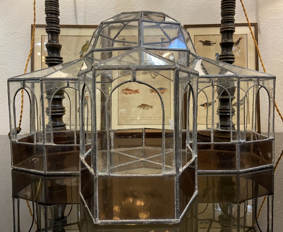 Serre Miniature En Vitrail, Années 1930