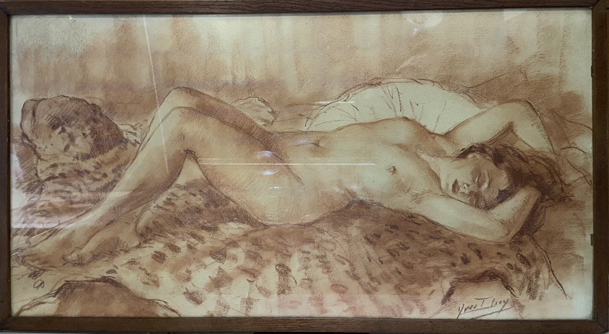 Nude Drawing Of A Woman In Sanguine By Yves Thoy, 1930s/40s