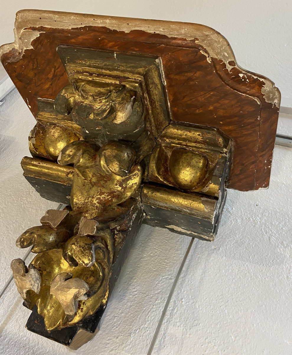 Gilded Wood Church Wall Bracket, 19th Century-photo-3