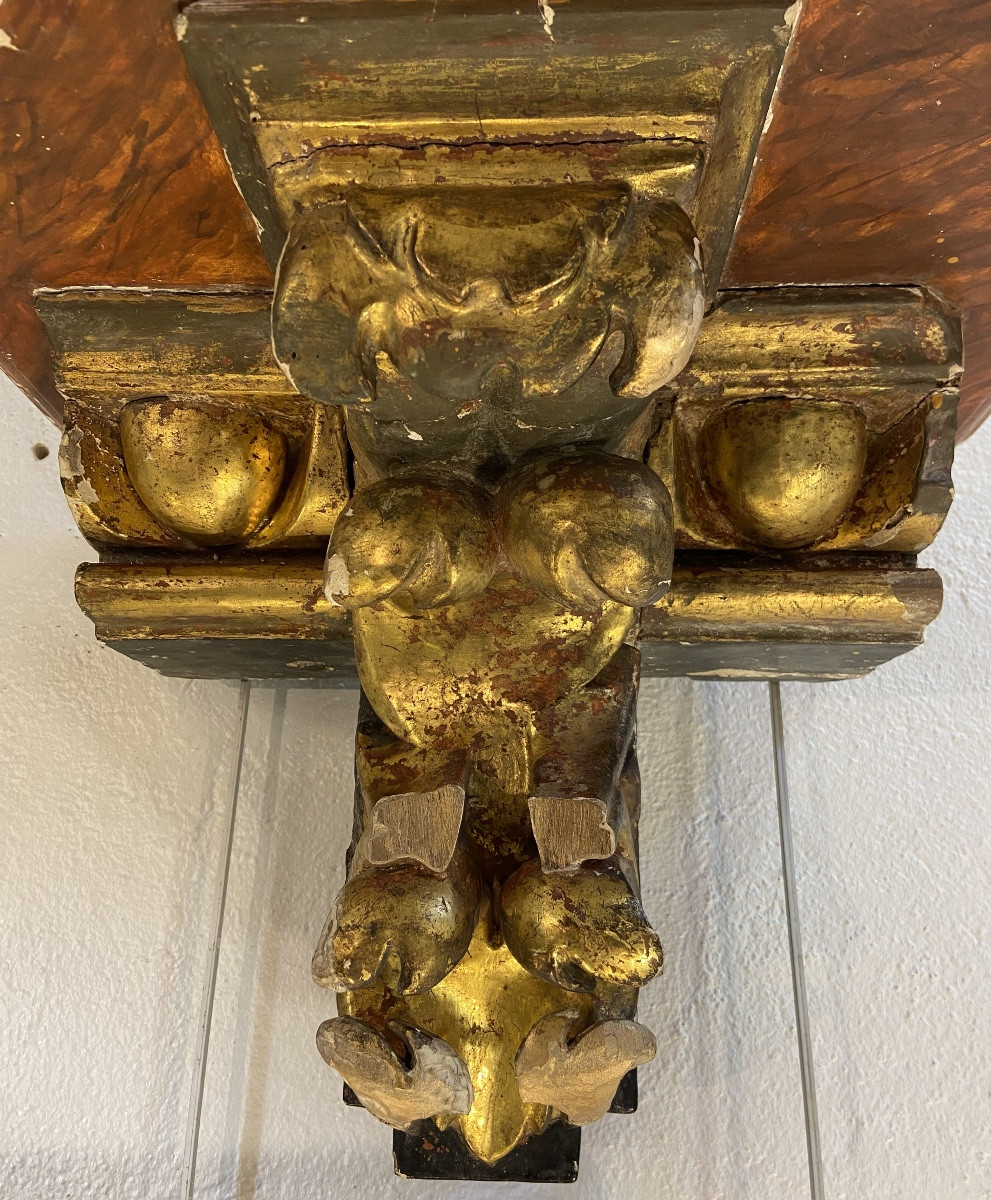 Gilded Wood Church Wall Bracket, 19th Century-photo-4