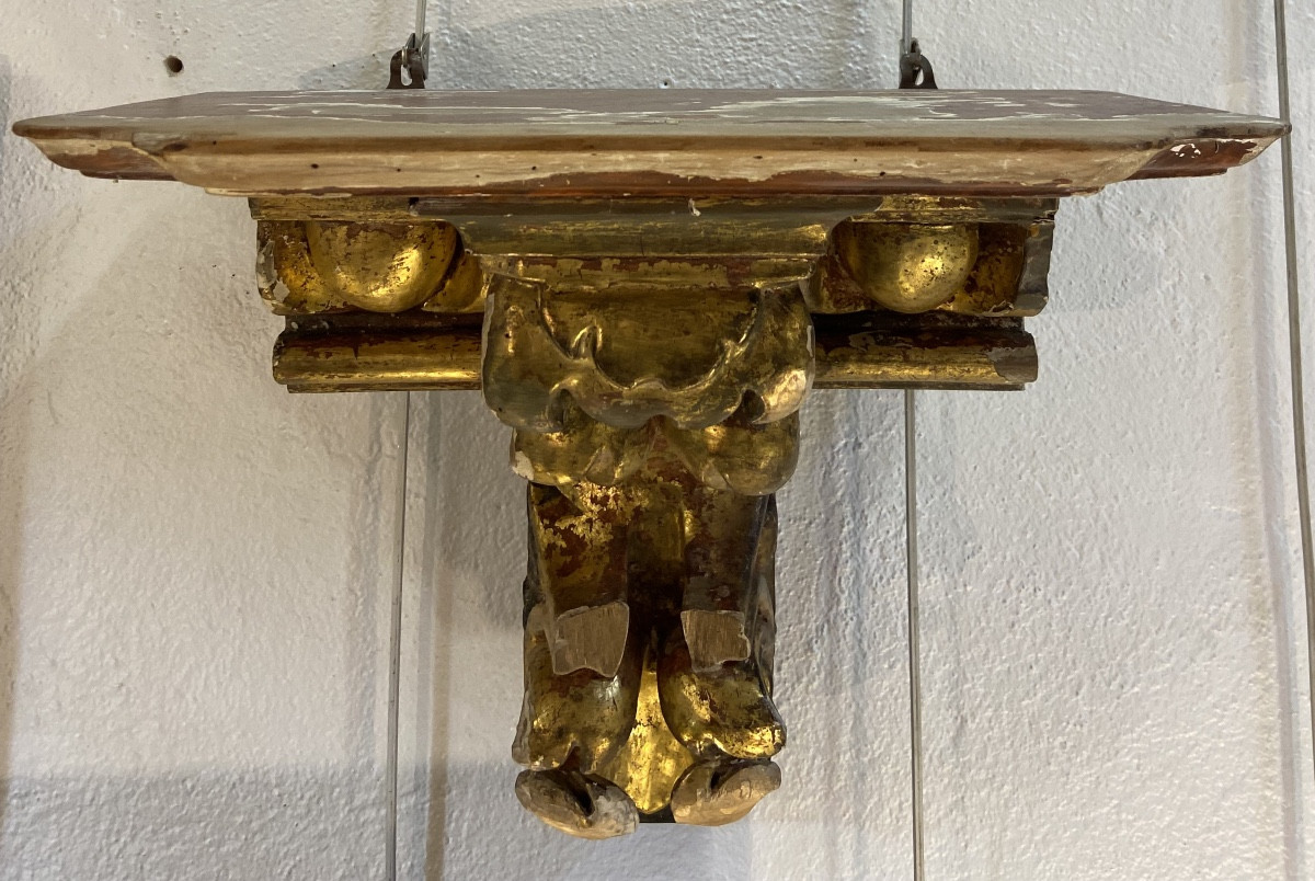 Gilded Wood Church Wall Bracket, 19th Century-photo-1