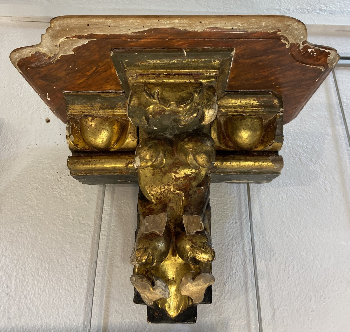 Gilded Wood Church Wall Bracket, 19th Century