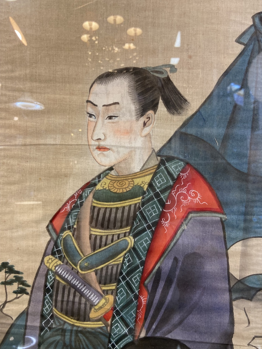 Three Japanese Silk Paintings, Late 19th/early 20th Century-photo-3