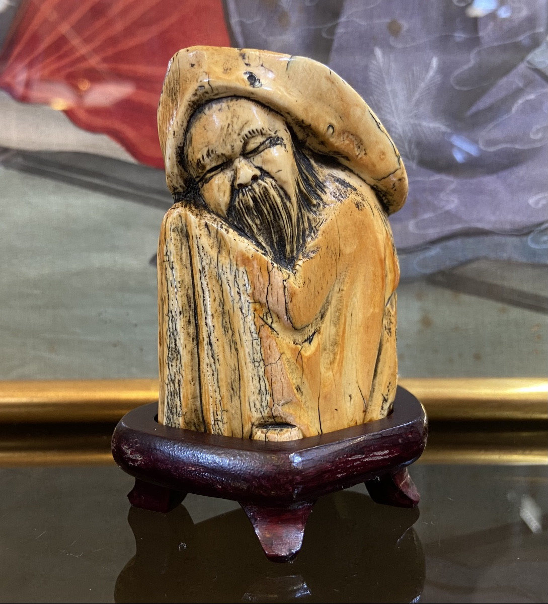 Petit Ivoire Sculpté Au Vieux Sage, Chine, Epoque Fin XIXe/Début XXe-photo-2