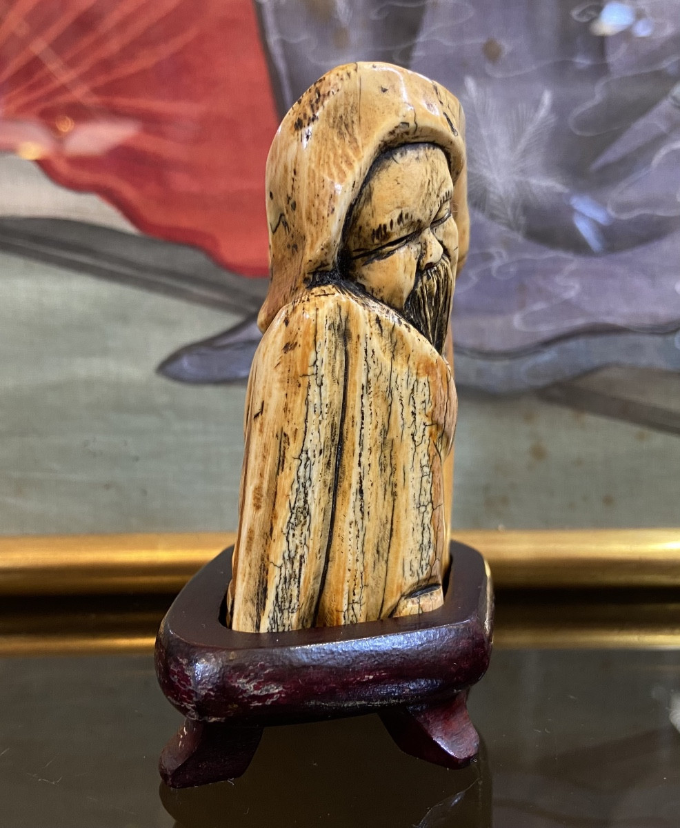 Petit Ivoire Sculpté Au Vieux Sage, Chine, Epoque Fin XIXe/Début XXe-photo-3