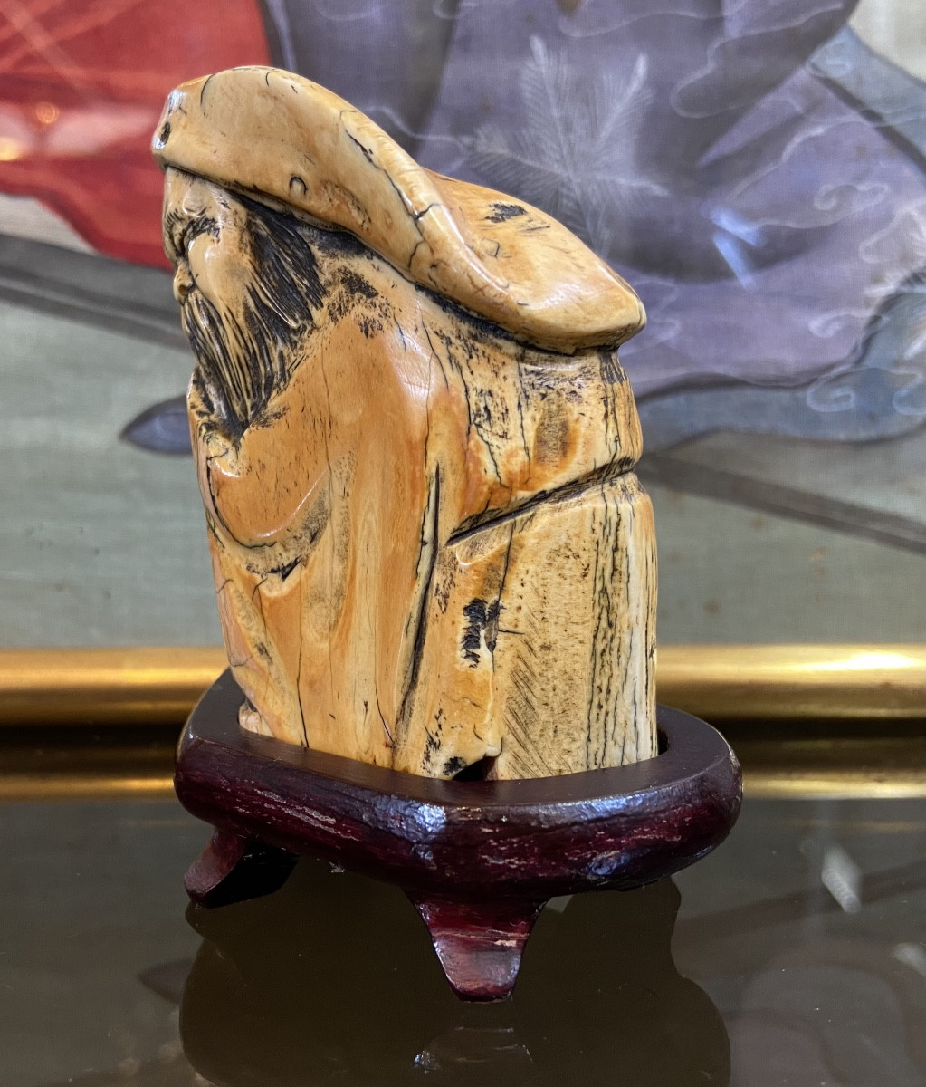 Petit Ivoire Sculpté Au Vieux Sage, Chine, Epoque Fin XIXe/Début XXe-photo-2