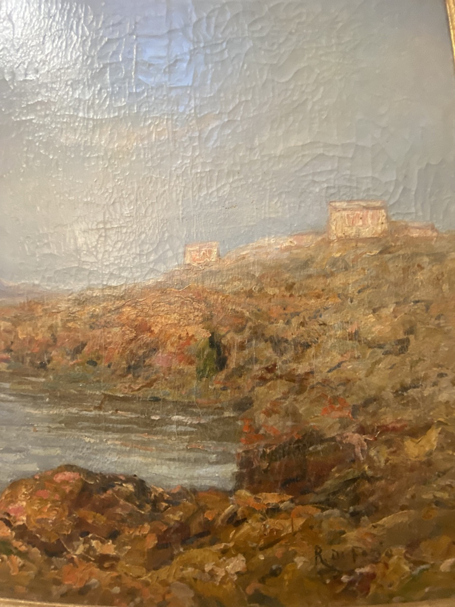 Grande Huile Sur Toile Bord De Mer A Palerme Par Rosario Di Fazio, Années 1940-photo-3