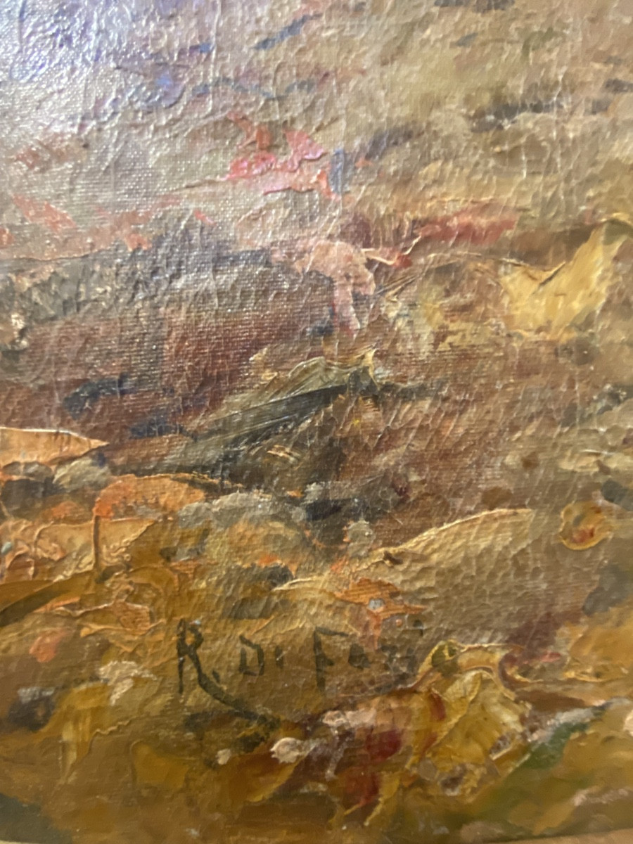 Grande Huile Sur Toile Bord De Mer A Palerme Par Rosario Di Fazio, Années 1940-photo-2
