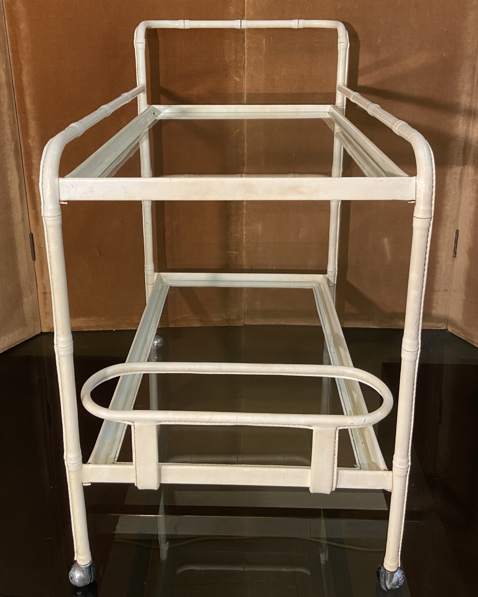 Desserte Par Jacques Adnet, Simili Cuir, Années 1950/60-photo-1