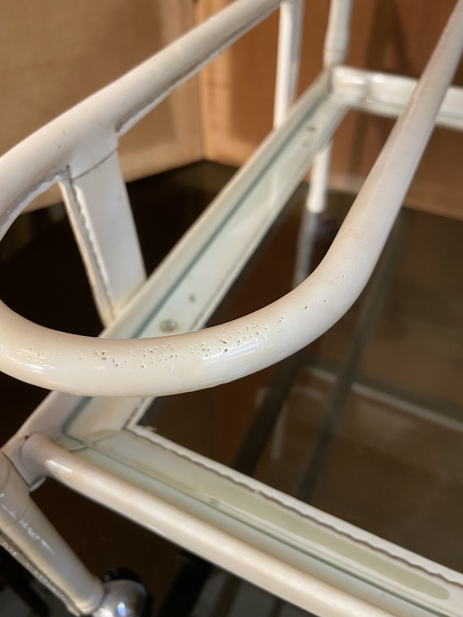 Desserte Par Jacques Adnet, Simili Cuir, Années 1950/60-photo-6