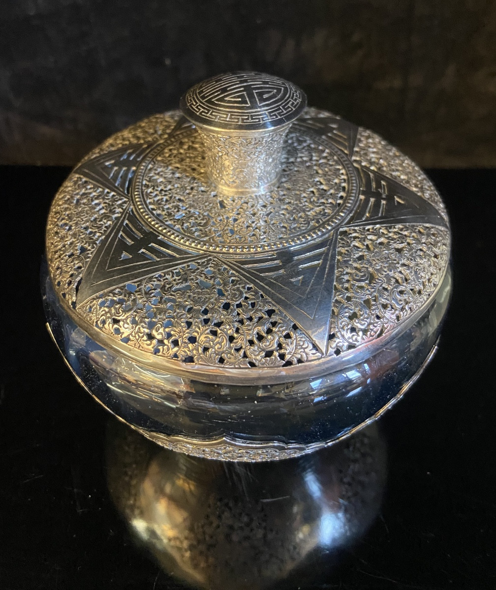 Bol Couvert En Argent Ajouré, Chine Ou Vietnam, Epoque Début XXe-photo-3