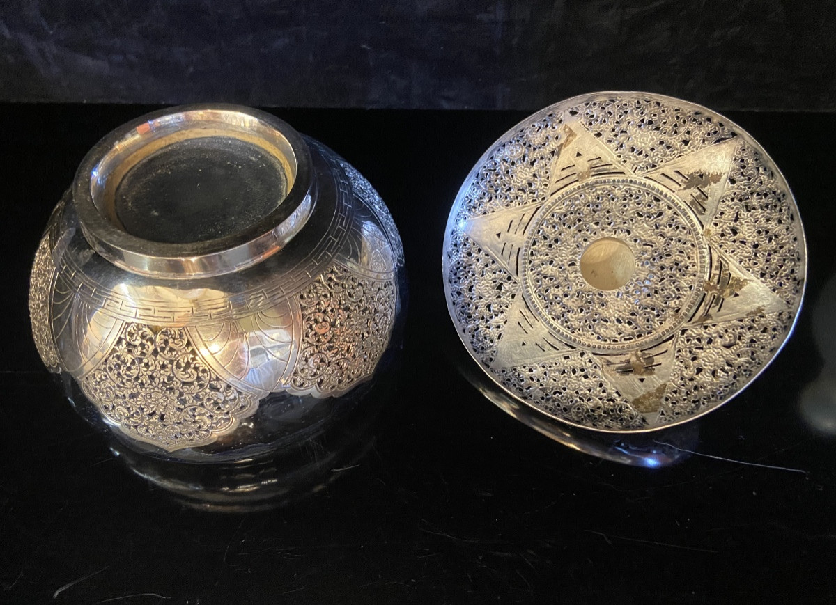 Bol Couvert En Argent Ajouré, Chine Ou Vietnam, Epoque Début XXe-photo-1